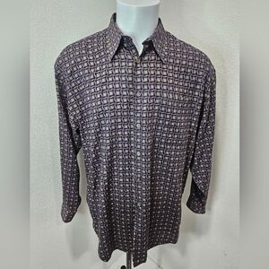 Time Pieces geometrical men's large button-down longsleeve